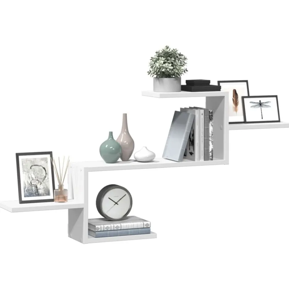 Étagères-vidaXL Étagère murale 104x15x49 cm bois d'ingénierie Blanc