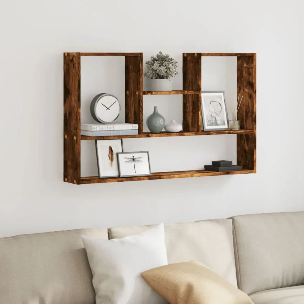 Étagères-vidaXL Étagère murale chêne fumé 99x15x60 cm bois d'ingénierie Chêne fumé