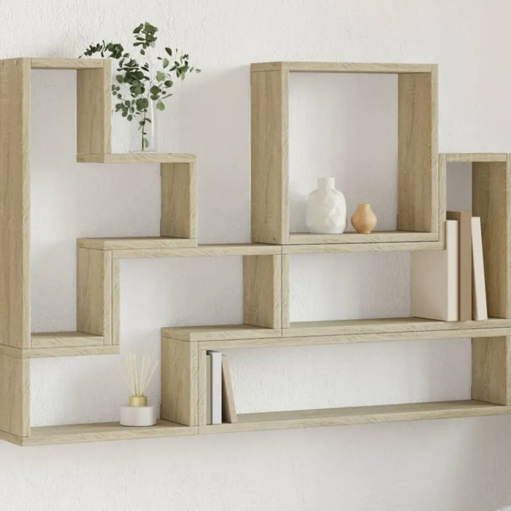 Étagères-vidaXL Étagère murale chêne sonoma 96x12x64 cm bois d’ingénierie Chêne sonoma