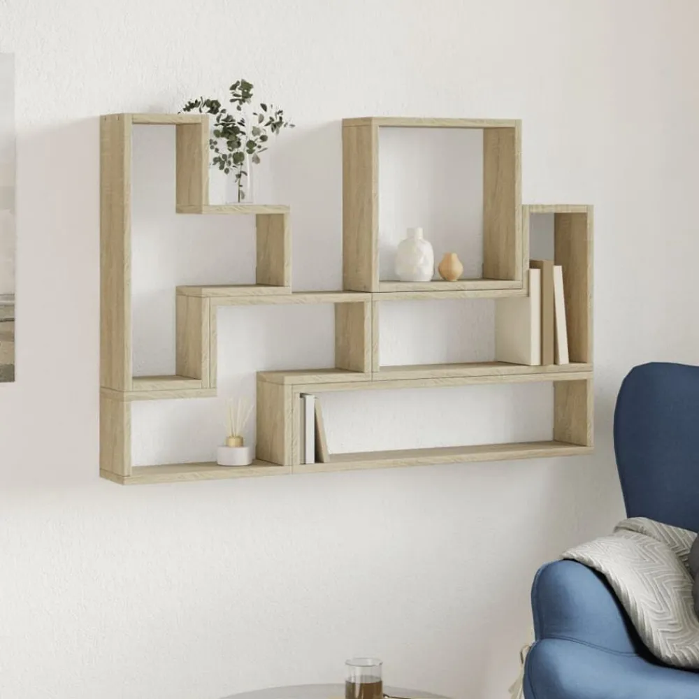 Étagères-vidaXL Étagère murale chêne sonoma 96x12x64 cm bois d’ingénierie Chêne sonoma