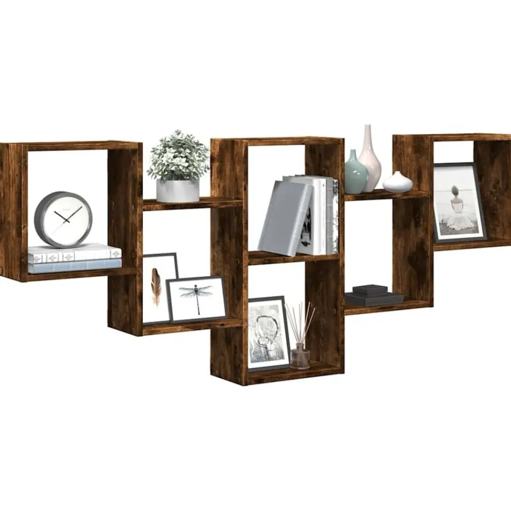 Étagères-vidaXL Étagère murale chêne fumé 159x18x66 cm bois d'ingénierie Chêne fumé