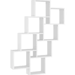 Étagères-vidaXL Étagère murale cube 90x15x119 cm Bois d’ingénierie Blanc