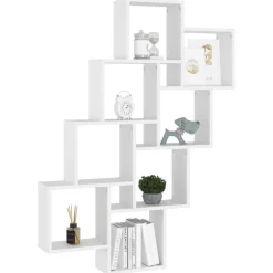 Étagères-vidaXL Étagère murale cube 90x15x119 cm Bois d’ingénierie Blanc