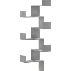 Étagères-vidaXL Étagère murale d'angle 45x45x147cm bois d'ingénierie Gris béton