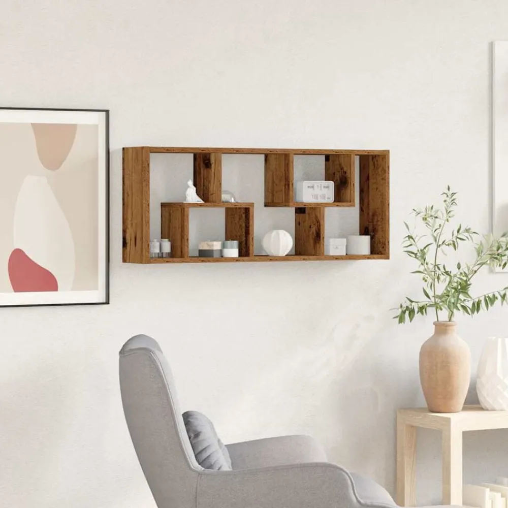 Étagères-vidaXL Étagère murale en bois ancien 36 x 16 x 90 cm Bois d'ingénierie Vieux bois