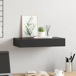 Étagères-vidaXL Étagère murale flottante avec tiroir Noir 48x25x8 cm