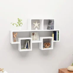 Étagères-vidaXL Étagère murale forme d'auto 82x15x51 cm Bois d’ingénierie Blanc