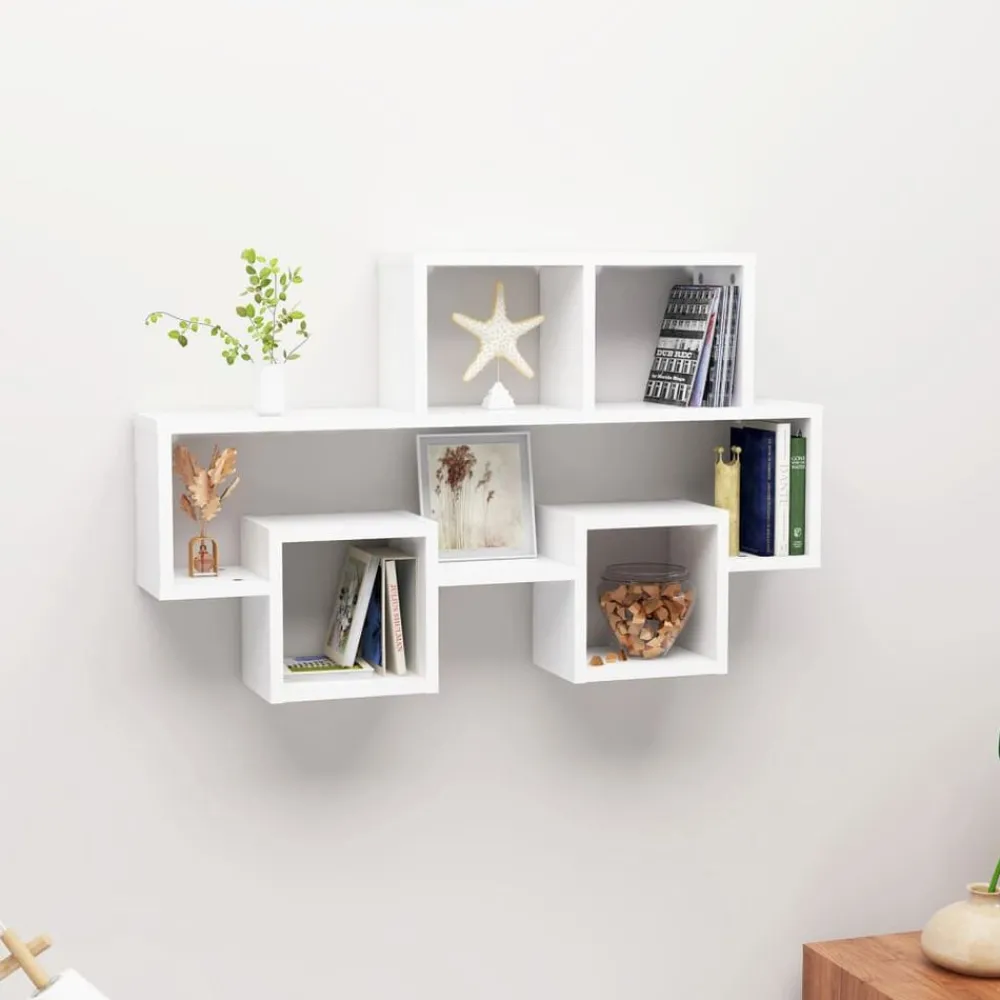 Étagères-vidaXL Étagère murale forme d'auto 82x15x51 cm Bois d’ingénierie Blanc