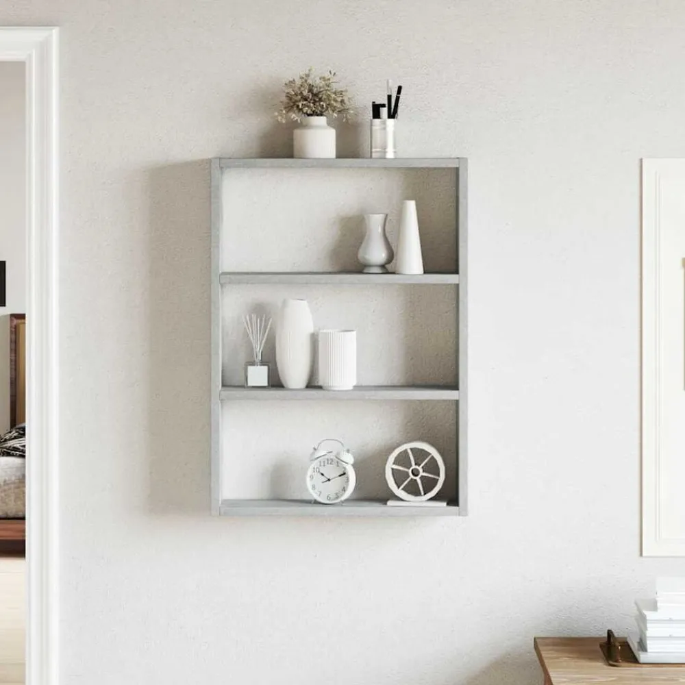 Étagères-vidaXL Étagère murale 43x9x60 cm bois d'ingénierie Gris béton