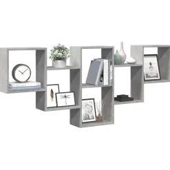 Étagères-vidaXL Étagère murale 159x18x66 cm bois d'ingénierie Gris béton