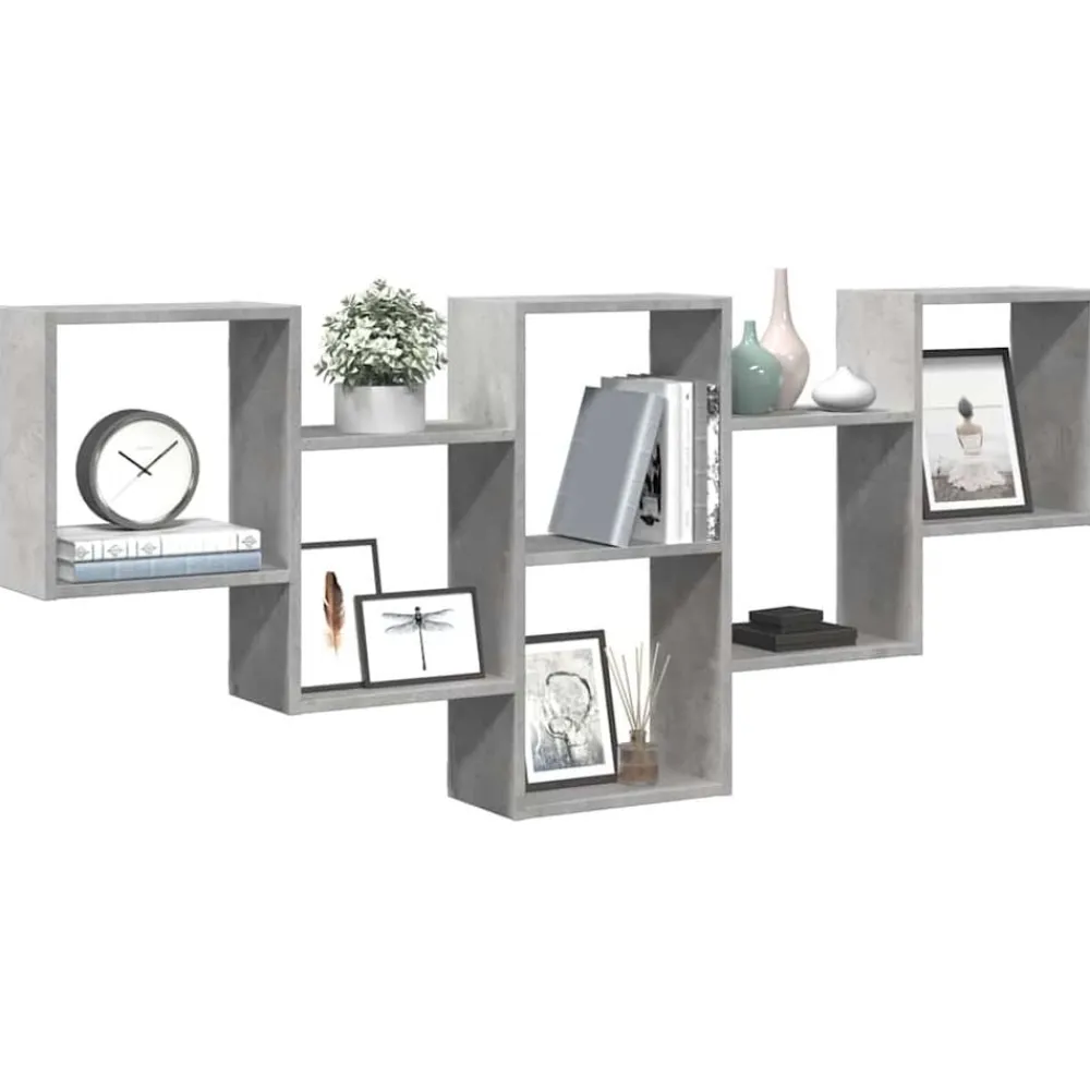 Étagères-vidaXL Étagère murale 159x18x66 cm bois d'ingénierie Gris béton