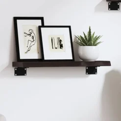 Étagères-vidaXL Étagère murale 40x10x2 cm bois chêne massif traité Marron foncé