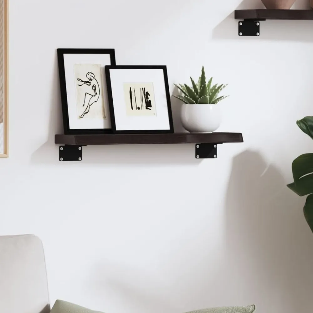Étagères-vidaXL Étagère murale 40x10x2 cm bois chêne massif traité Marron foncé
