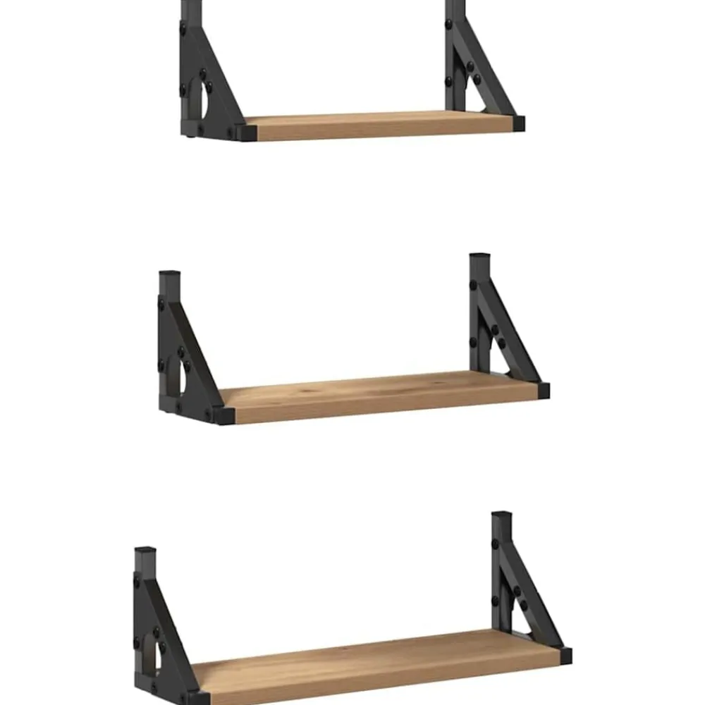 vidaXL Étagère Murale Montage mural avec stockage 3 pcs Chêne Fumé