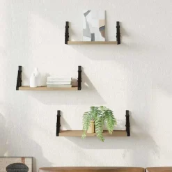 vidaXL Étagère Murale Montage mural avec stockage 3 pcs Chêne Fumé