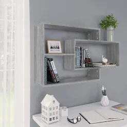 Étagères-vidaXL Étagère murale 104x20x58,5 cm Bois d'ingénierie Sonoma gris