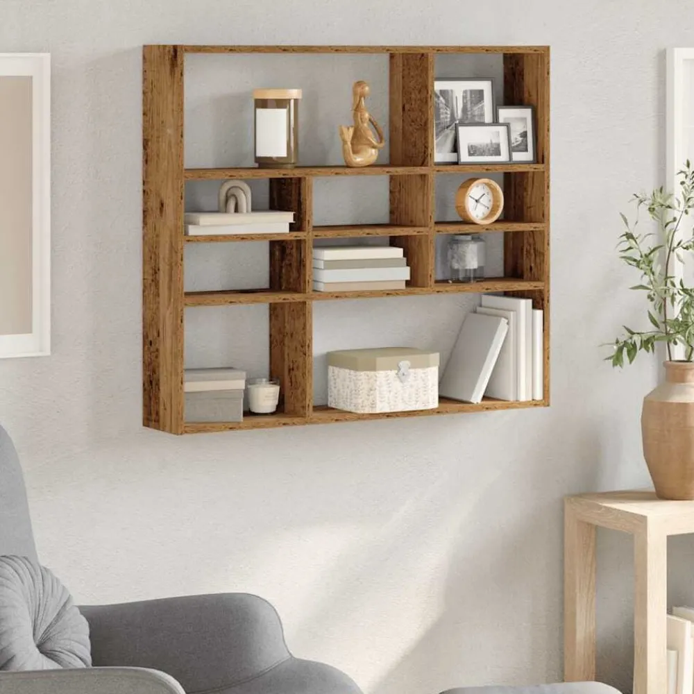 Étagères-vidaXL Étagère murale 90x16x78 cm bois d'ingénierie Vieux bois