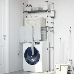 Produits Ménagers-vidaXL Étagère pour machine à laver 77x52x192 cm aluminium