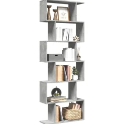 Étagères-vidaXL Étagère séparatrice de pièce à 6 niveaux 70x24x193cm Gris béton