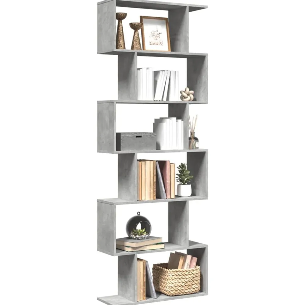 Étagères-vidaXL Étagère séparatrice de pièce à 6 niveaux 70x24x193cm Gris béton