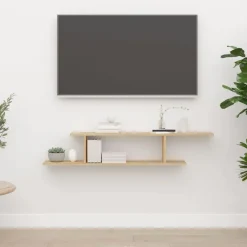 Étagères-vidaXL Étagère TV murale Chêne Sonoma 125x18x23 cm Bois d’ingénierie Ch&ecirc;ne sonoma