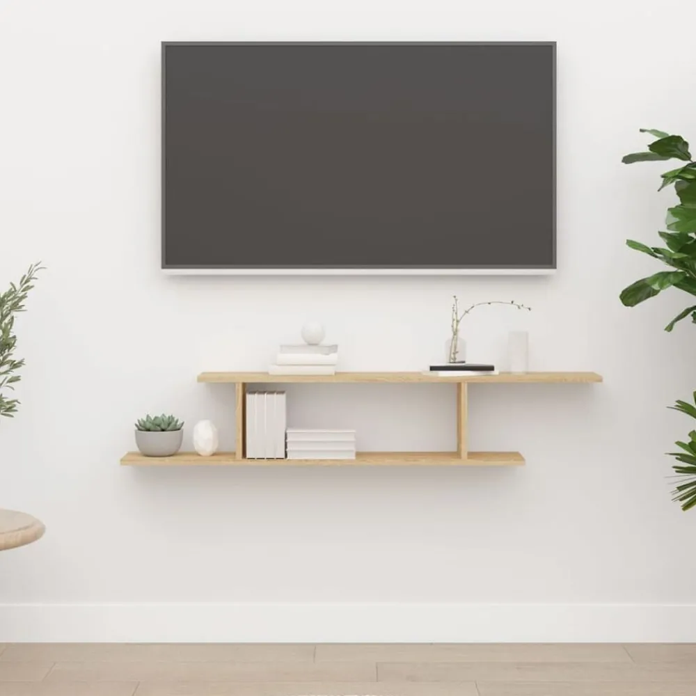 Étagères-vidaXL Étagère TV murale Chêne Sonoma 125x18x23 cm Bois d’ingénierie Chêne sonoma