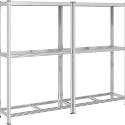 vidaXL Étagères à pneus à 2 niveaux 2 pcs acier et bois d'ingénierie