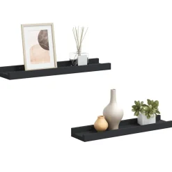 Étagères-vidaXL Étagères à rebord pour cadre photo 2 pcs 40x9x3 cm MDF Noir