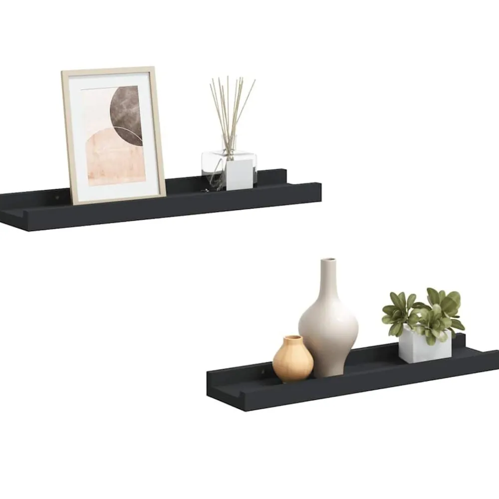 Étagères-vidaXL Étagères à rebord pour cadre photo 2 pcs 40x9x3 cm MDF Noir