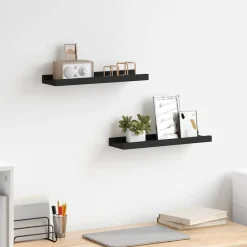 Étagères-vidaXL Étagères à rebord pour cadre photo 2 pcs 40x9x3 cm MDF Noir