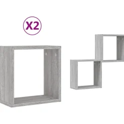 Étagères-vidaXL Étagères cube murales 2 pcs 30x15x30 cm Sonoma gris