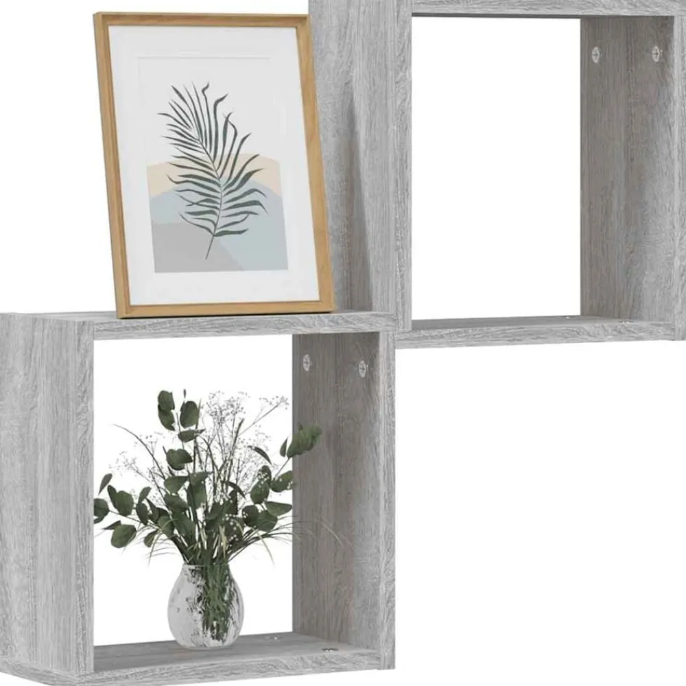 Étagères-vidaXL Étagères cube murales 2 pcs 30x15x30 cm Sonoma gris
