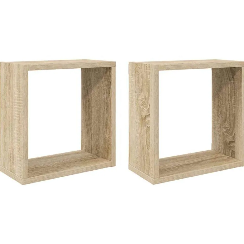 vidaXL Étagères cube murales 2 pcs chêne sonoma 30x15x30 cm