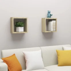 vidaXL Étagères cube murales 2 pcs chêne sonoma 30x15x30 cm