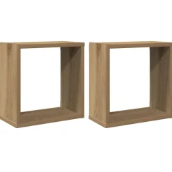 Étagères-vidaXL Étagères cube murales 2 pcs chêne artisanal bois ingénierie ch&ecirc;ne artisanal