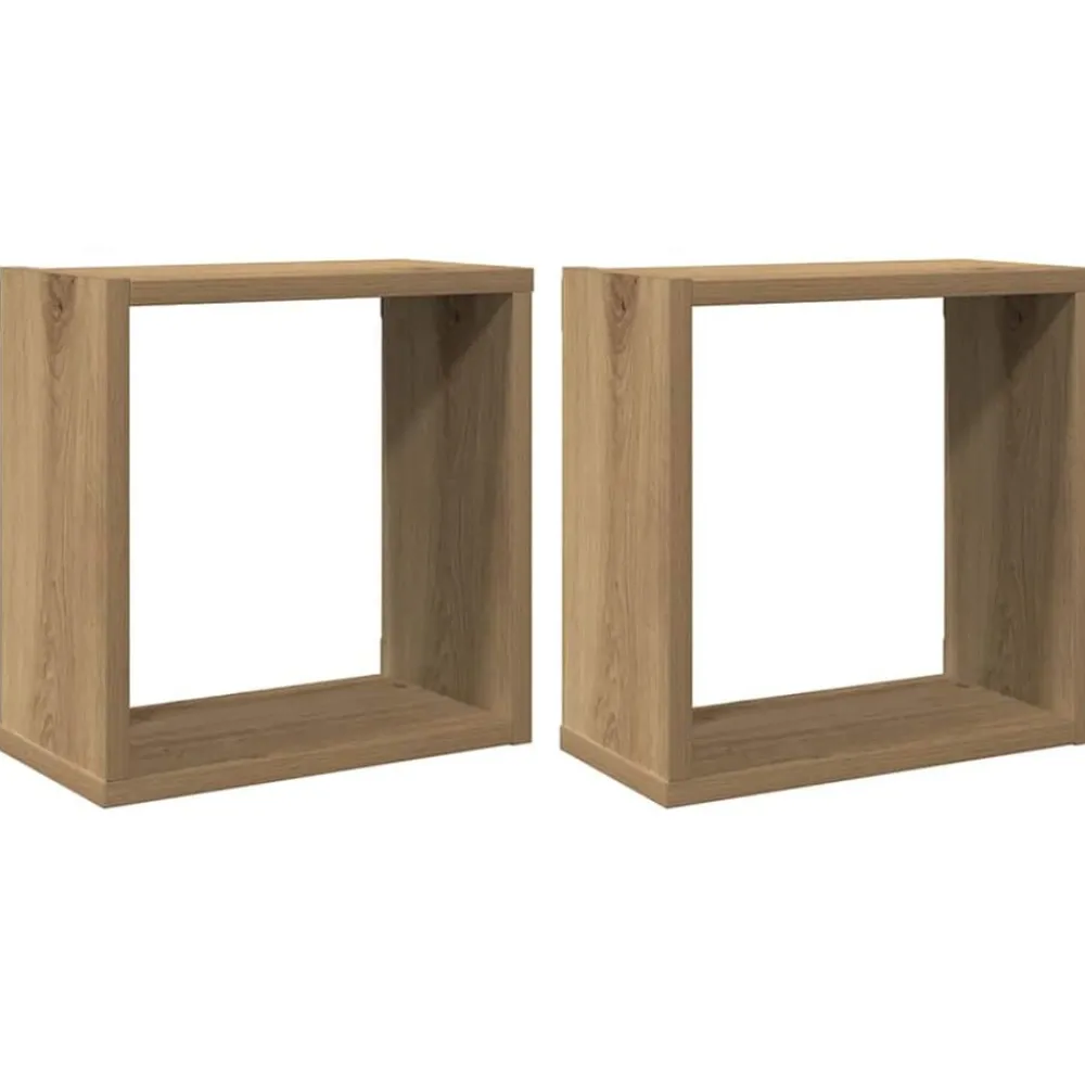 Étagères-vidaXL Étagères cube murales 2 pcs chêne artisanal bois ingénierie chêne artisanal