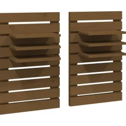 Étagères-vidaXL Étagères de chevet murales 2 pcs Bois de pin massif marron miel