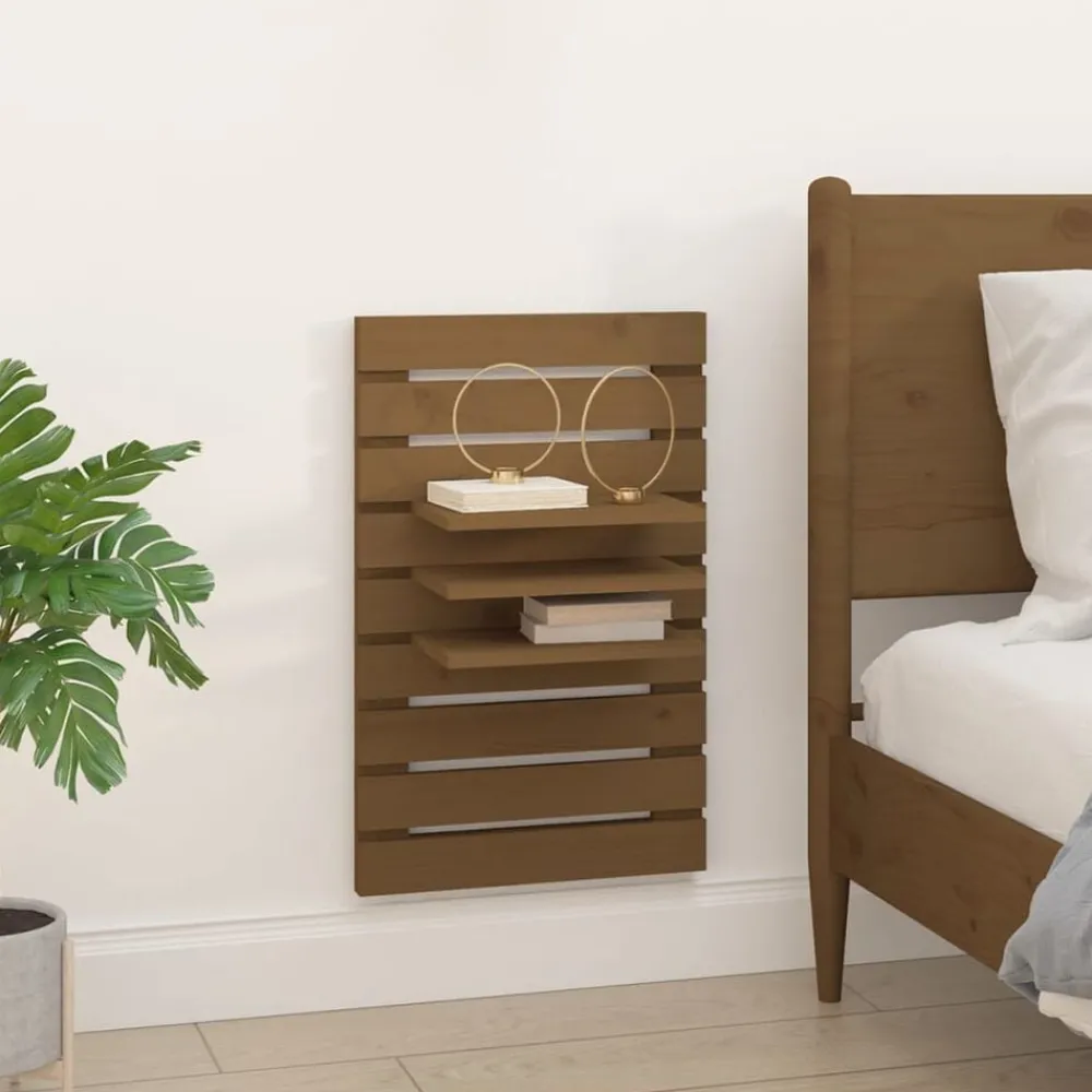Étagères-vidaXL Étagères de chevet murales 2 pcs Bois de pin massif marron miel