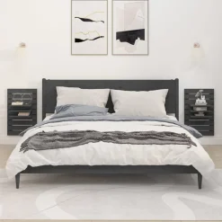 Étagères-vidaXL Étagères de chevet murales 2 pcs Bois de pin massif Gris