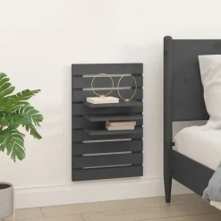 Étagères-vidaXL Étagères de chevet murales 2 pcs Bois de pin massif Gris