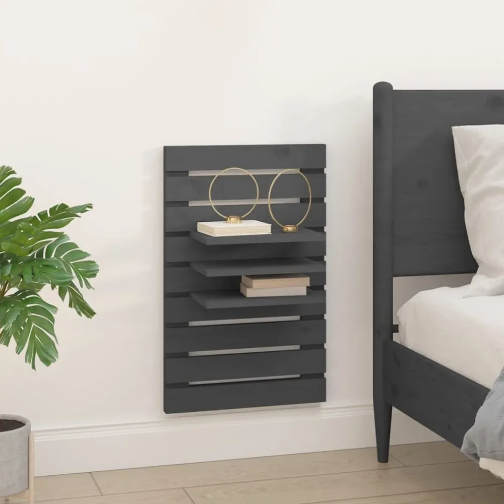 Étagères-vidaXL Étagères de chevet murales 2 pcs Bois de pin massif Gris