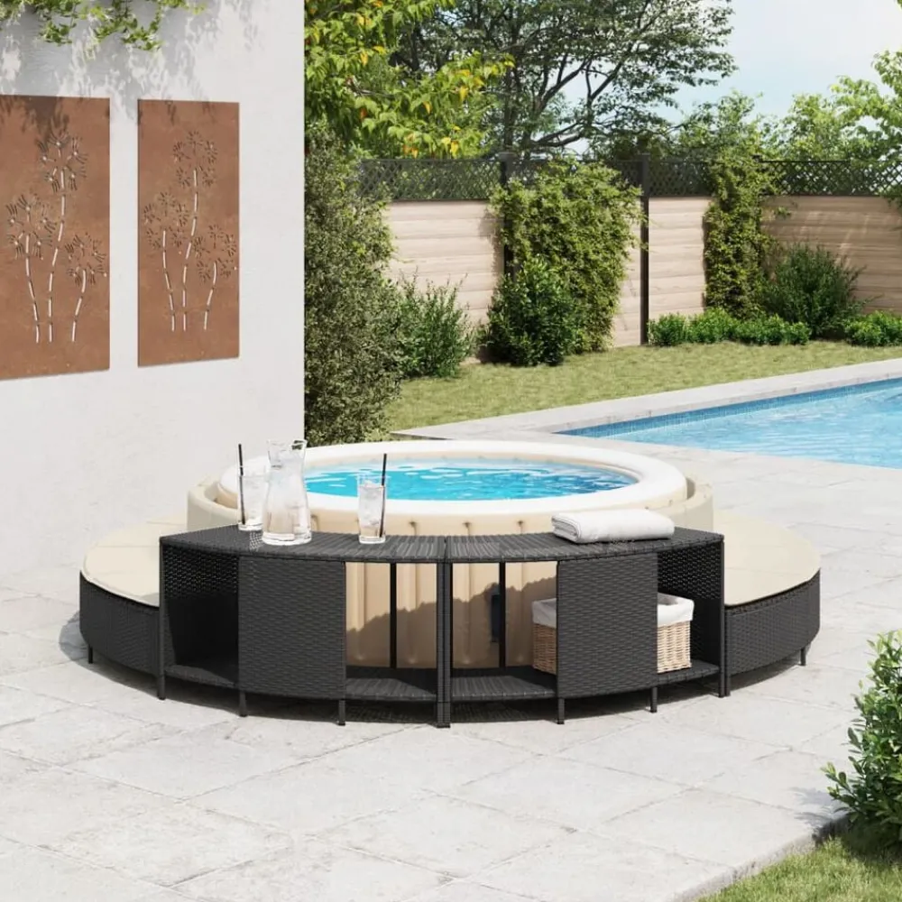 vidaXL Étagères de rangement pour spa 2 pcs résine tressée