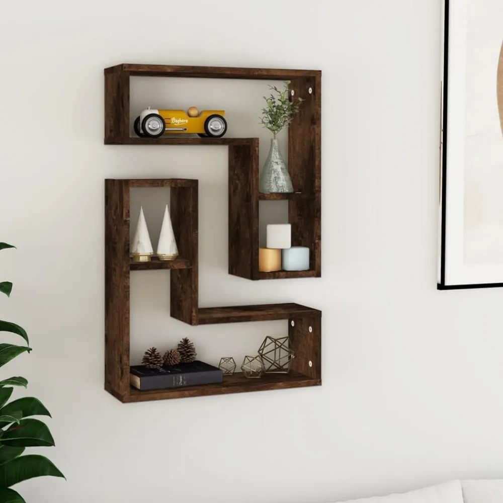 vidaXL Étagères murales 2 pcs Chêne fumé 50x15x50 cm Bois d'ingénierie