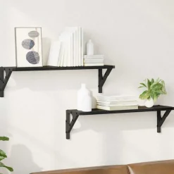 Étagères-vidaXL Étagères Murales 2 pcs Chêne noir 60 x 15 x 15,5 cm Ch&ecirc;ne noir