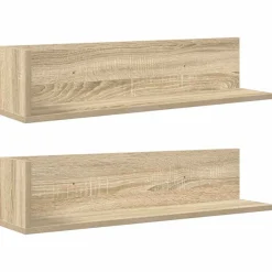 Étagères-vidaXL Étagères murales 2 pcs chêne sonoma 75x16,5x16,5 cm Ch&ecirc;ne sonoma