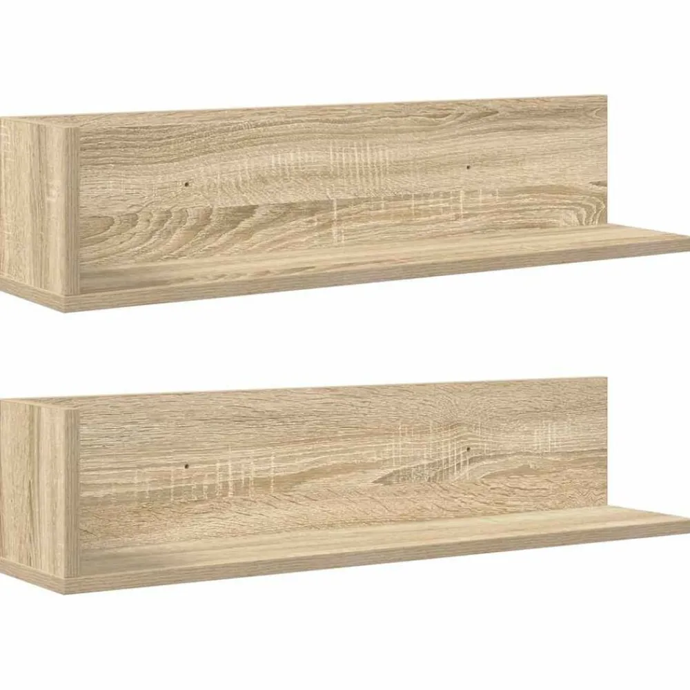 Étagères-vidaXL Étagères murales 2 pcs chêne sonoma 75x16,5x16,5 cm Chêne sonoma