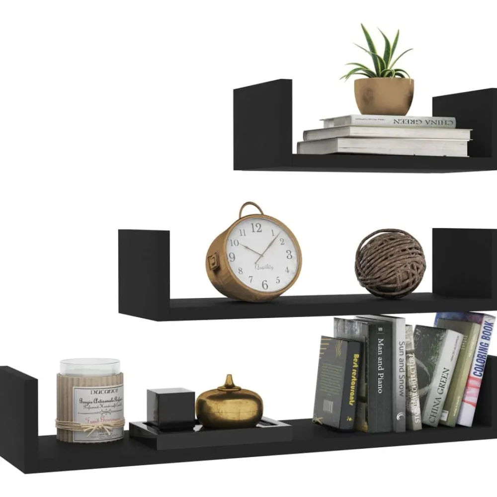 vidaXL Étagères murales 3 pcs Bois d'ingénierie