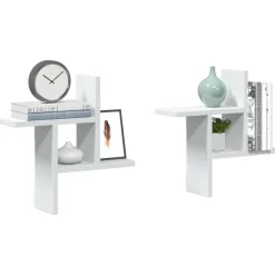 Étagères-vidaXL Étagères murales 2 pcs 38x12x38 cm bois d'ingénierie Blanc