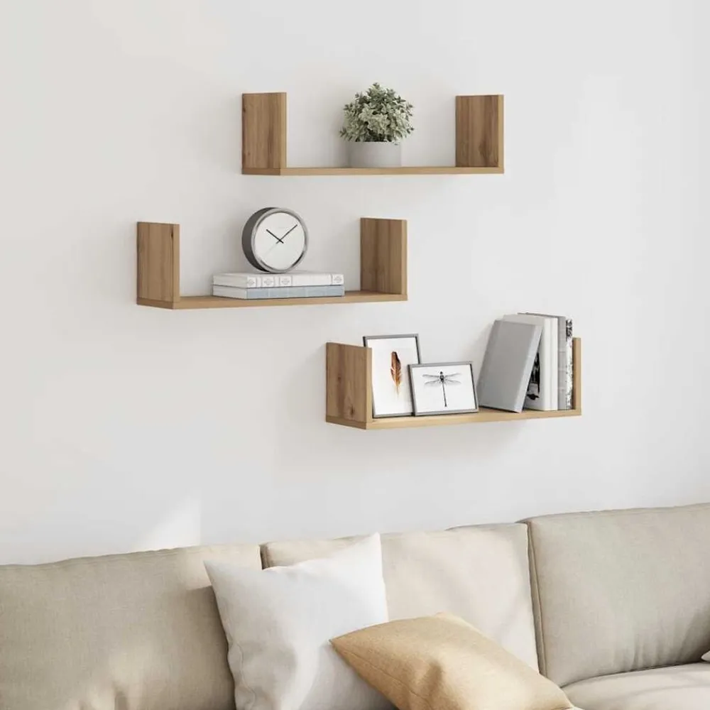 vidaXL Étagères murales 3 pcs chêne artisanal bois d'ingénierie