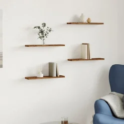 Étagères-vidaXL Étagères murales 4 pcs 40x10x1,5cm bois d'ingénierie Vieux bois